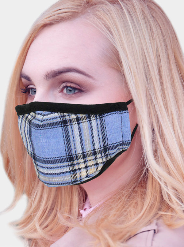 Plaid Check 2 Layer Face Mask