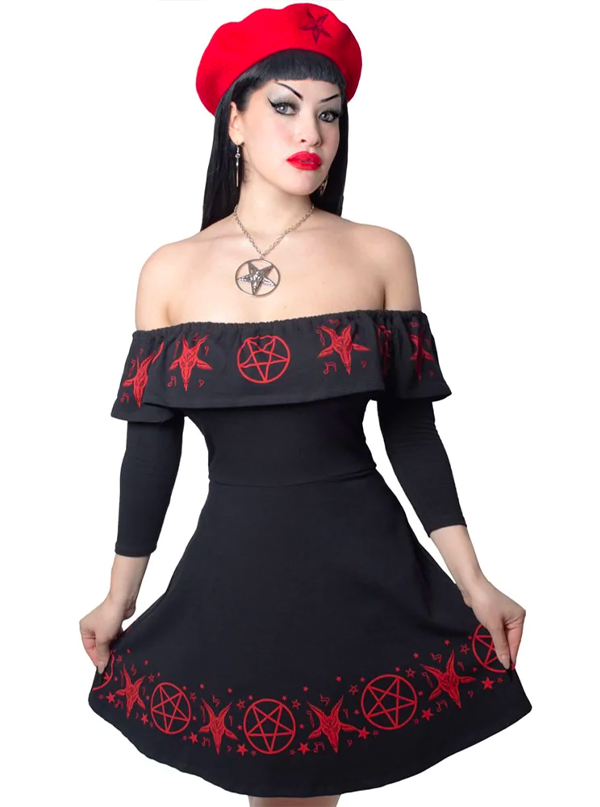 Women&#39;s Satanic Circle Ruffle Dress