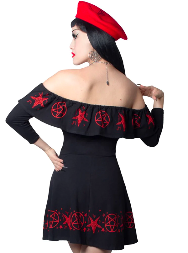 Women&#39;s Satanic Circle Ruffle Dress