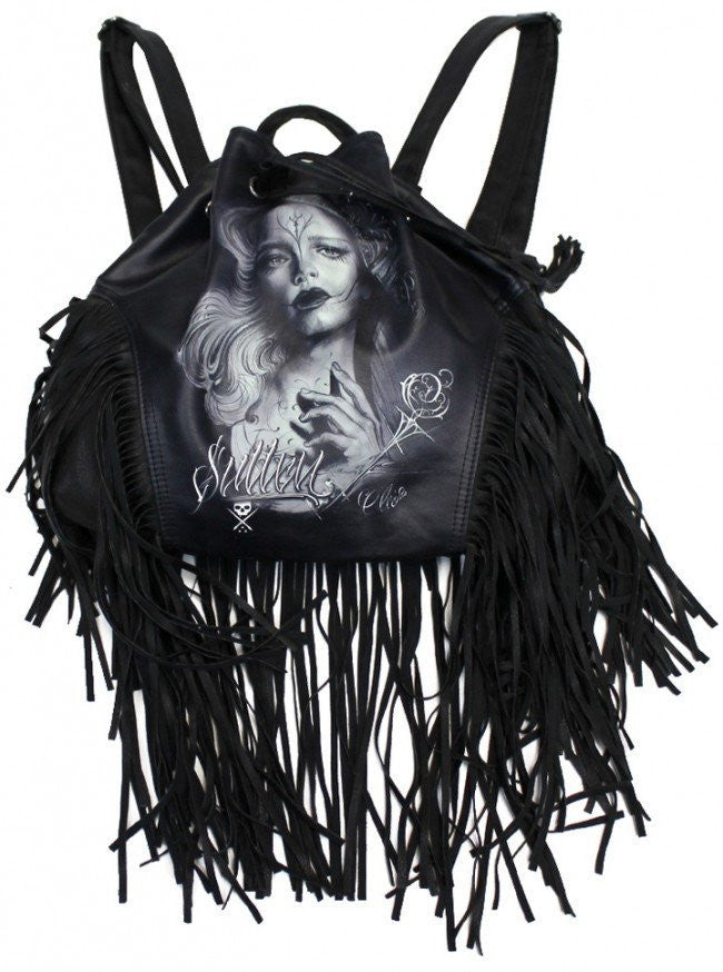 SA &quot;Cleo Beauty&quot; Fringe Backpack by Sullen (Black) - www.inkedshop.com
