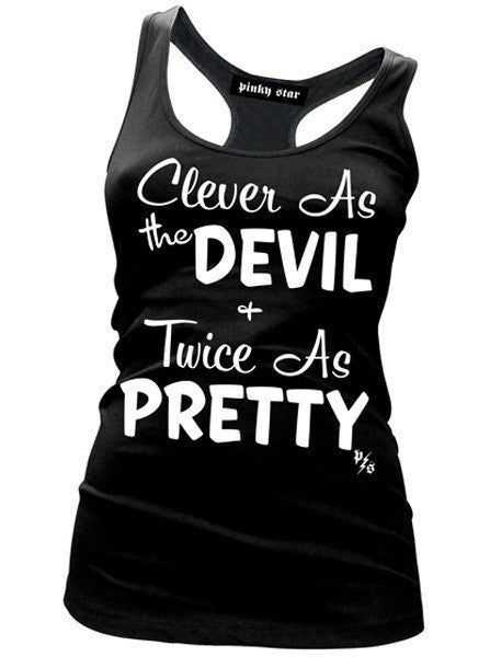 Women&#39;s &quot;Clever As The Devil&quot; Racerback Tank by Pinky Star (Black) - www.inkedshop.com