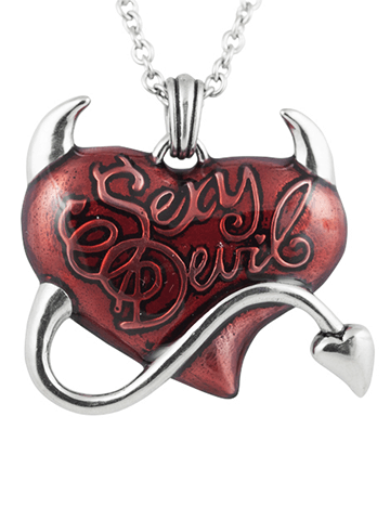 Women&#39;s &quot;I Heart A Sex Devil&quot; Necklace by Controse (Silver/Red) - www.inkedshop.com