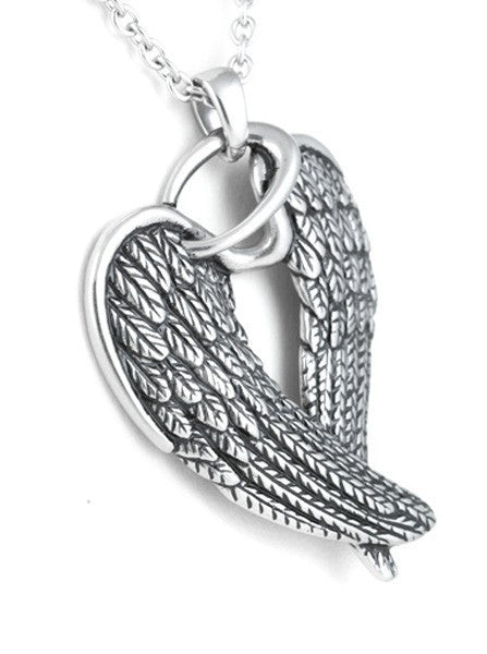 &quot;Steel Wings &amp; Halo&quot; Necklace by Controse (Silver) - www.inkedshop.com