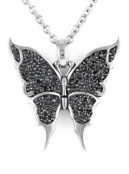&quot;Black &amp; Bright Butterfly&quot; Necklace by Controse (Silver) - www.inkedshop.com