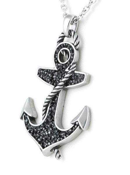 &quot;Black Stoned Anchor&quot; Necklace by Controse (Silver) - www.inkedshop.com
