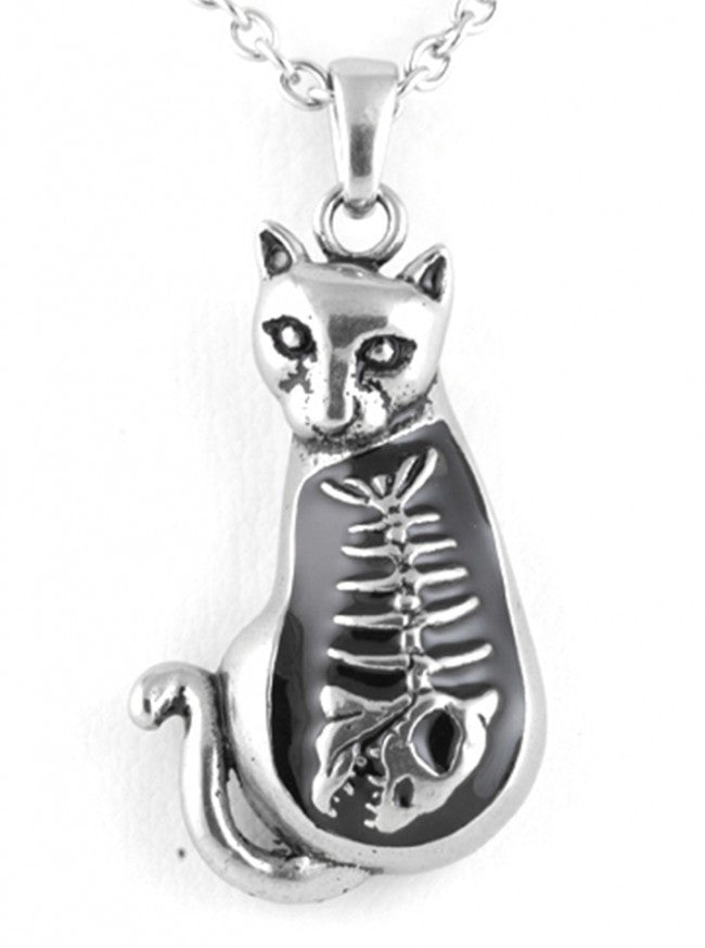 &quot;Full Tummy Kitty&quot; Necklace by Controse (Silver) - www.inkedshop.com