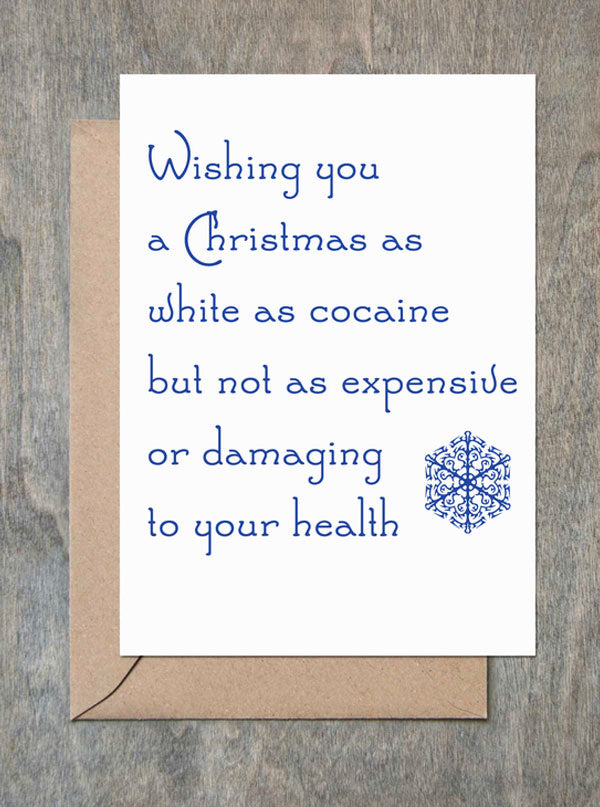 Cocaine Christmas Funny Holiday Card