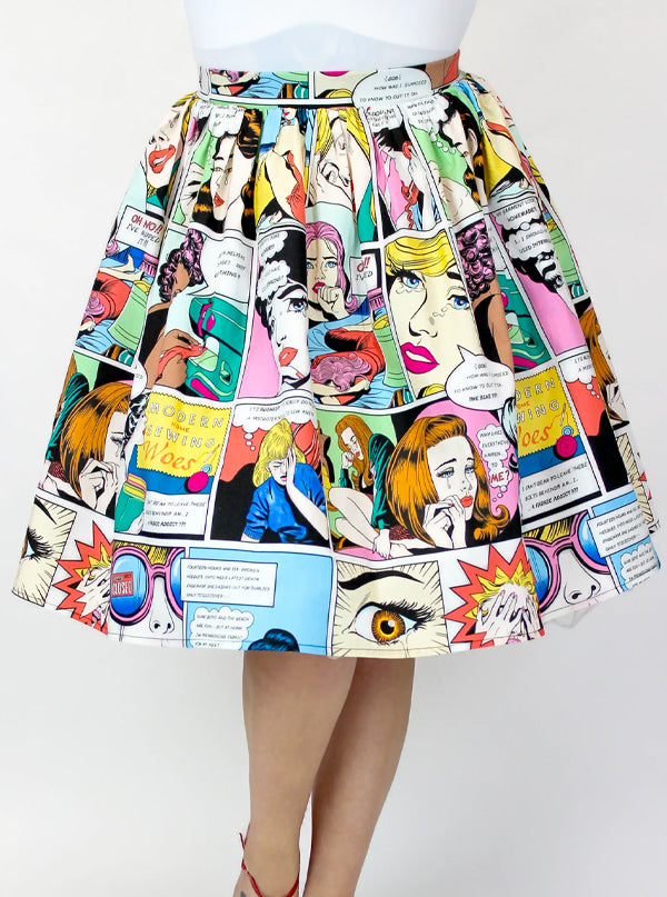 Women&#39;s Comic Sewing Woes Pleated Circle Skirt