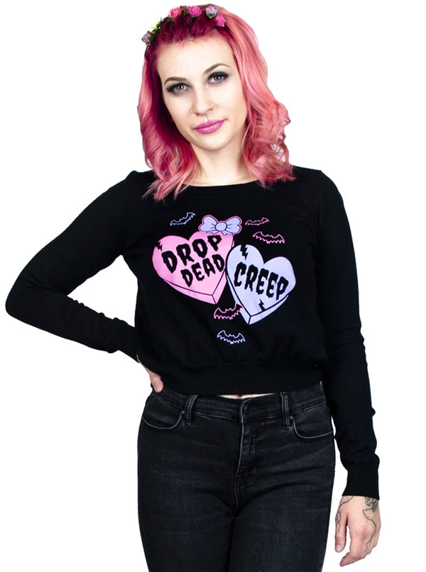 Women&#39;s Creepy Candy Hearts Fitted Sweater