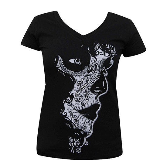 Women&#39;s &quot;Crucible&quot; V-Neck Tee by Lowbrow Art Company - InkedShop - 1