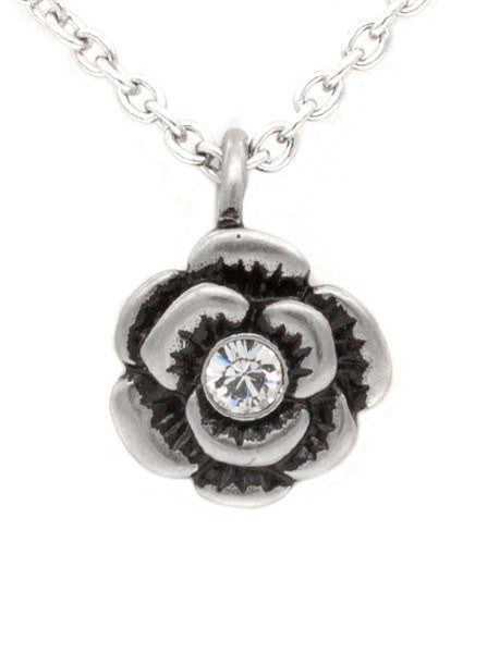 Women&#39;s &quot;Crystal Bloom Flower&quot; Petite Necklace by Controse (Silver) - www.inkedshop.com