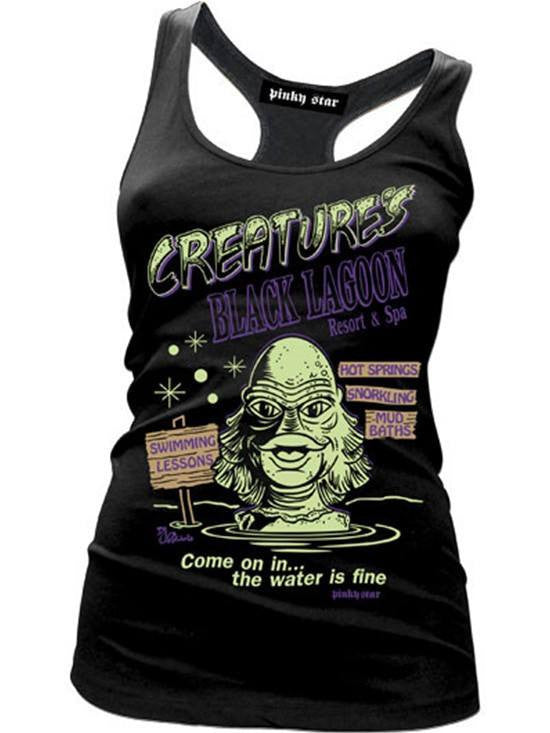 Women&#39;s &quot;Creature&#39;s Black Lagoon Resort and Spa&quot; Tank by Pinky Star (Black) - www.inkedshop.com