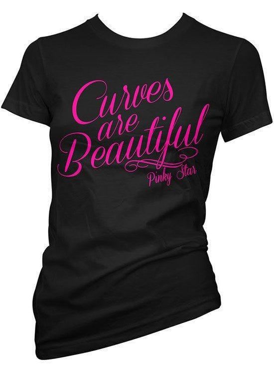 Women&#39;s &quot;Curves Are Beautiful&quot; Tee by Pinky Star (Black) - www.inkedshop.com