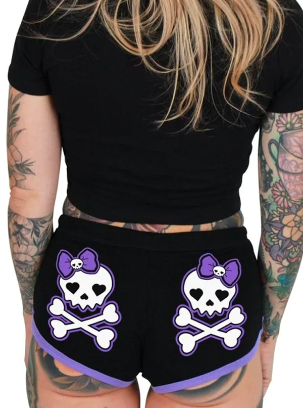 Women&#39;s Cute Skull With Bow Shorts