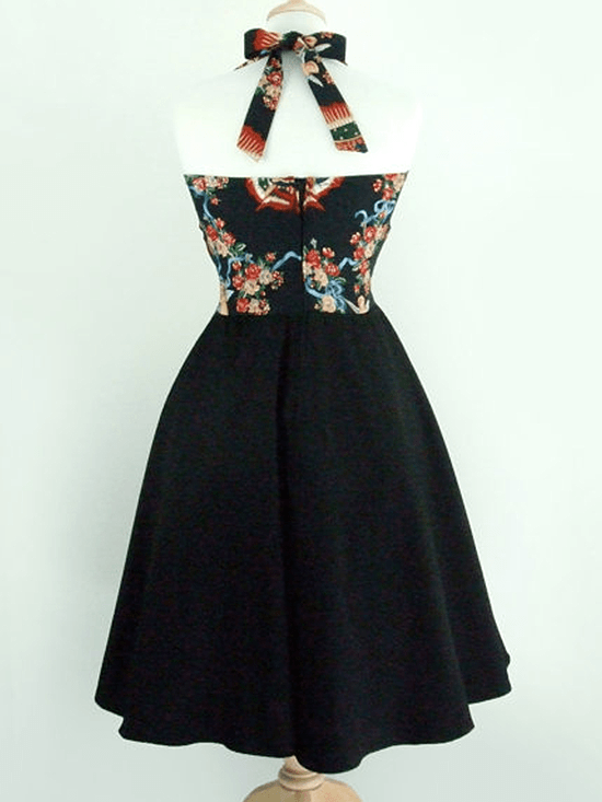 Women&#39;s &quot;Guadalupe&quot; Full Swing Skirt Dress by Hemet (Black) - www.inkedshop.com