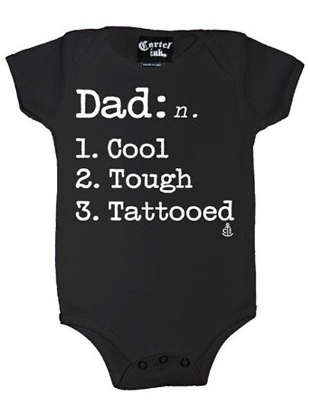 Infant&#39;s &quot;The Definitions Of Dad&quot; Onesie by Cartel Ink (Black) - www.inkedshop.com