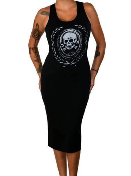 Women&#39;s &quot;Death And Glory&quot; Fitted Tank Dress by Pinky Star (Black) - www.inkedshop.com