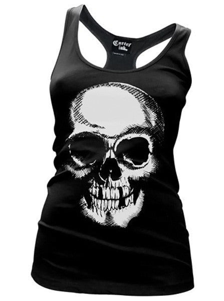 Women&#39;s &quot;Death Skulls&quot; Racerback Tank by Cartel Ink (Black) - www.inkedshop.com