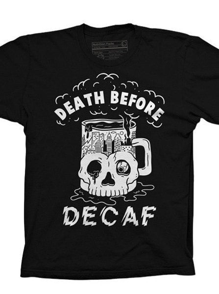 Men&#39;s &quot;Death Before Decaf&quot; Tee by Pyknic (Black) - www.inkedshop.com