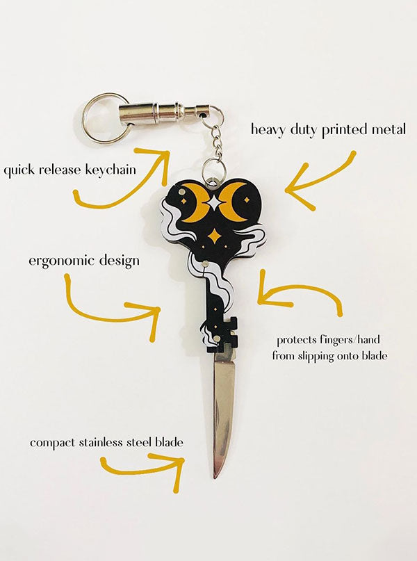 Skeleton Key Pocket Knife Keychain