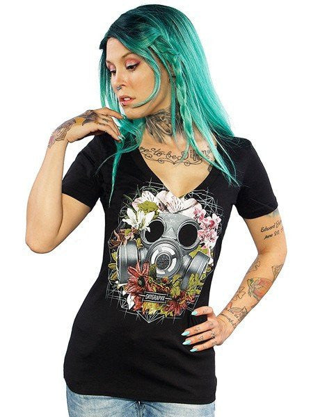 WOMEN&#39;S &quot;DESTROY OUR FUTURE&quot; V-NECK TEE BY SKYGRAPHX (BLACK)2