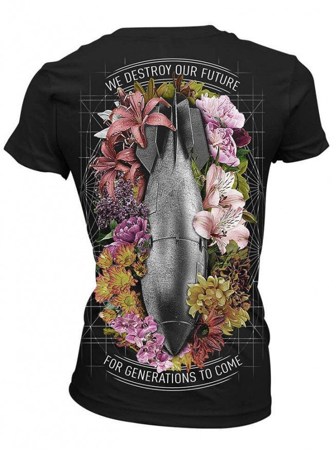 WOMEN&#39;S &quot;DESTROY OUR FUTURE&quot; V-NECK TEE BY SKYGRAPHX (BLACK)5