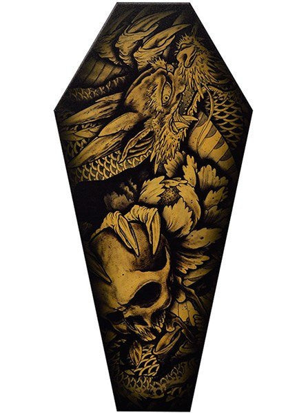 &quot;Dragon &amp; Skull&quot; Coffin Canvas by Black Market Art - www.inkedshop.com