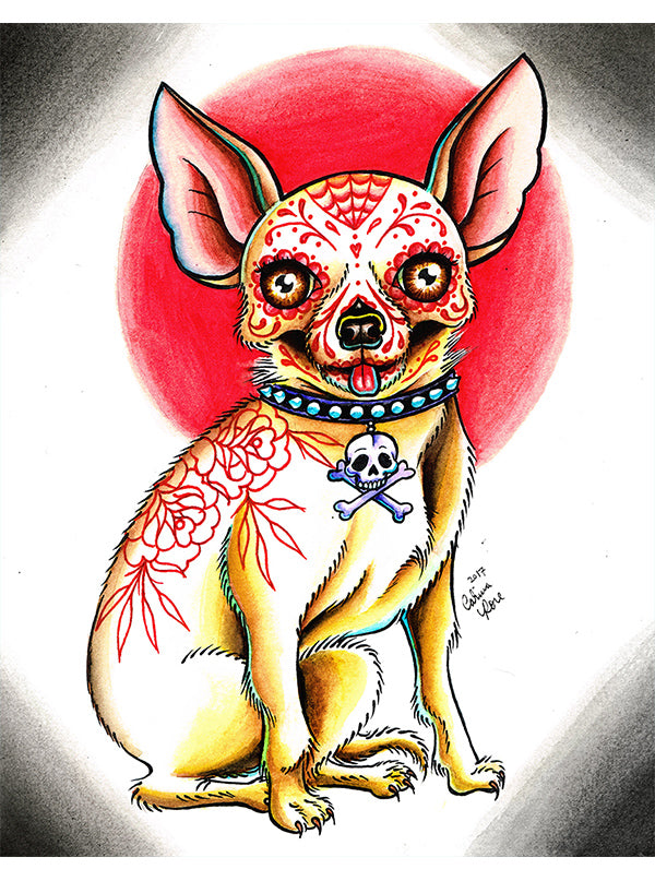 Sugar Skull Dog Collection Art Print