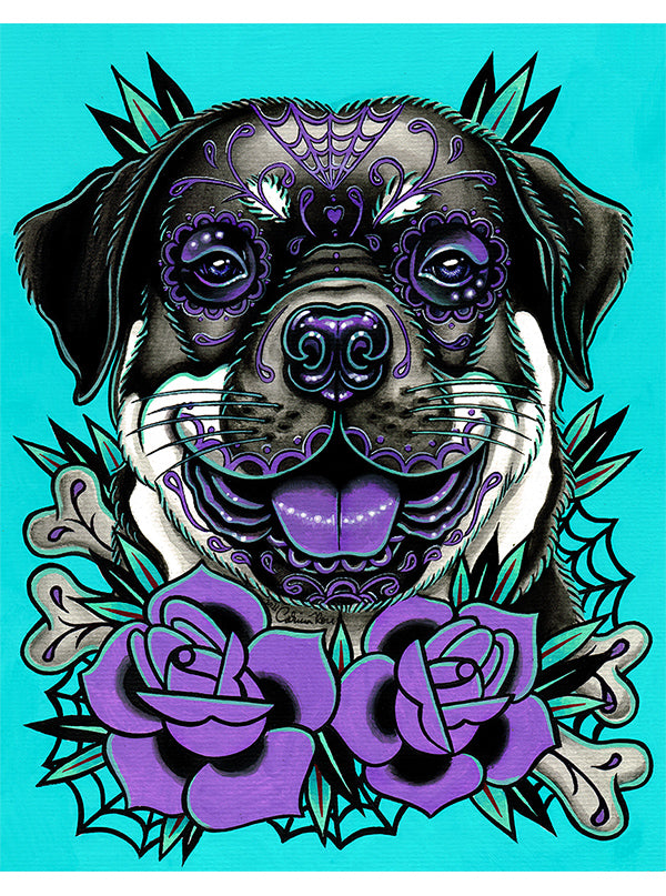 Sugar Skull Dog Collection Art Print