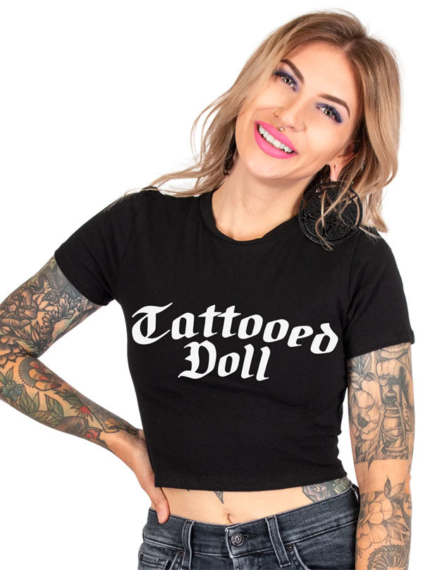 Women&#39;s Tattooed Doll Crop Tee
