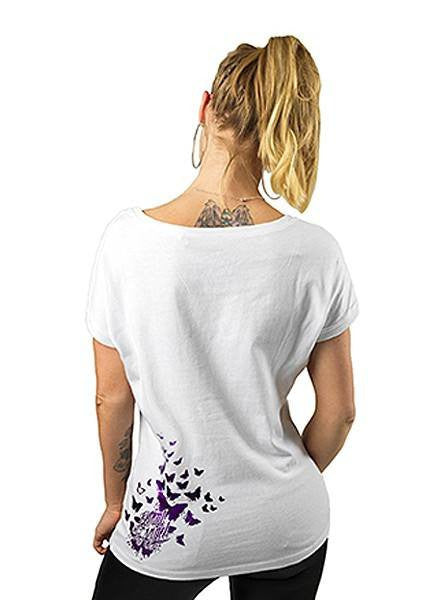 Women&#39;s &quot;DOTD Butterflies&quot; Off the Shoulder Top by Lethal Angel (White) - www.inkedshop.com