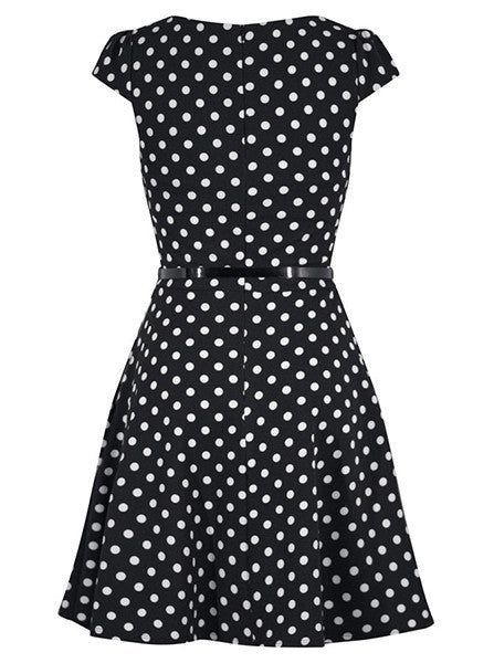 Women&#39;s Polka Dot Cap Sleeve Pinup Dress