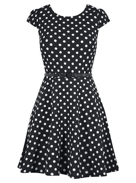 Women&#39;s Polka Dot Cap Sleeve Pinup Dress