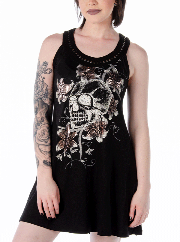 Women&#39;s Skull Flowers Tank Dress