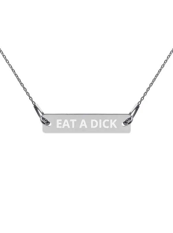 Eat A Dick Engraved Bar Chain Necklace