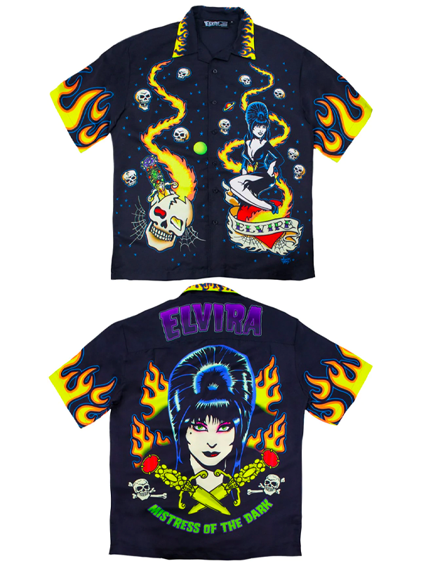 Men&#39;s Elvira Tattoo Flames Sub Shirt