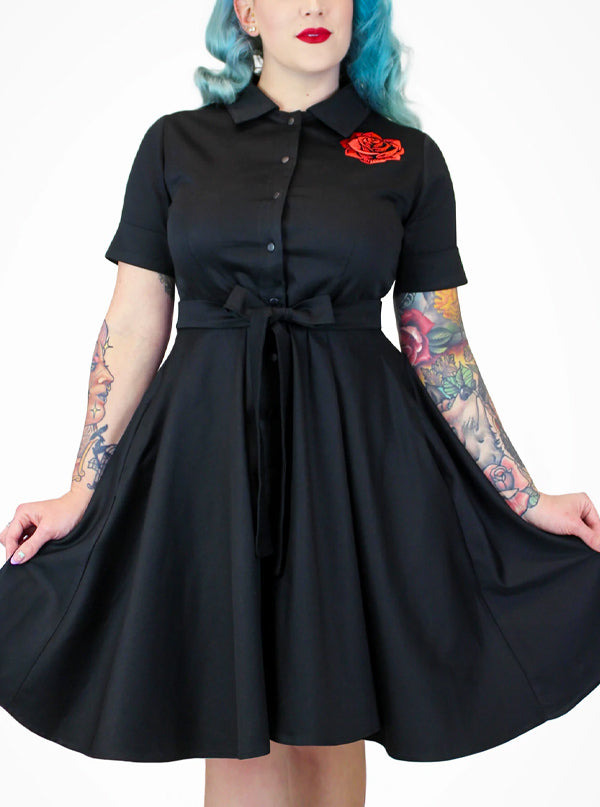 Women&#39;s Embroidered Rose Circle Dress