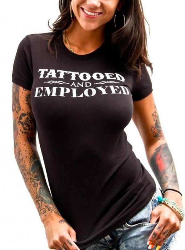 Women&#39;s Tattooed and Employed Tee