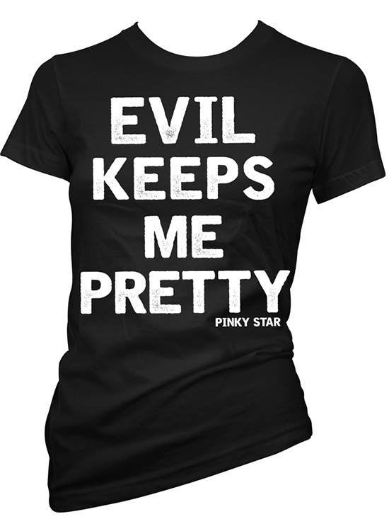 Women&#39;s &quot;Evil Keeps Me Pretty&quot; Tee by Pinky Star (Black) - www.inkedshop.com