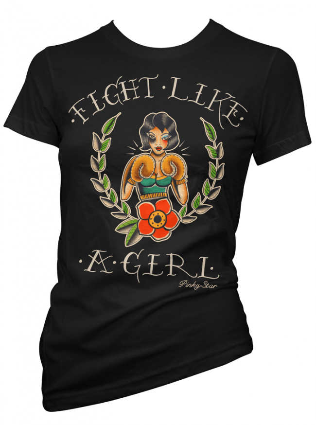 Women&#39;s &quot;Fight Like A GIrl&quot; Tee by Pinky Star (Black) - www.inkedshop.com