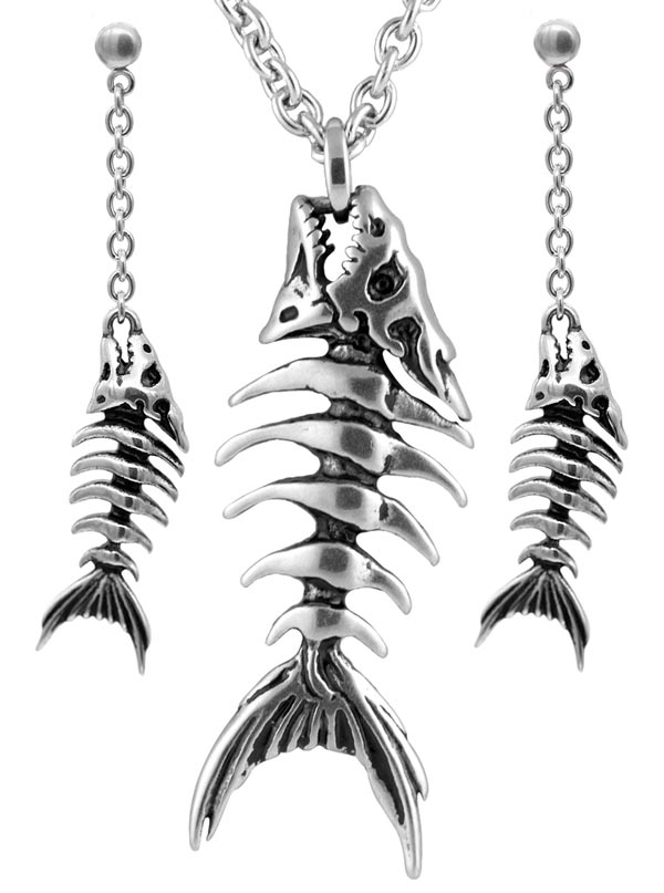 Fish Bones Necklace and Earrings