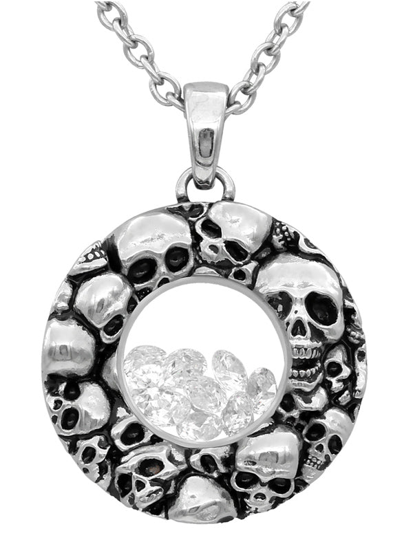Skulls Floating Charm Necklace