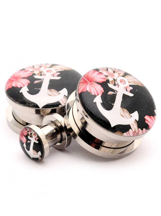 Floral Anchor Picture Plugs by Mystic Metals - www.inkedshop.com