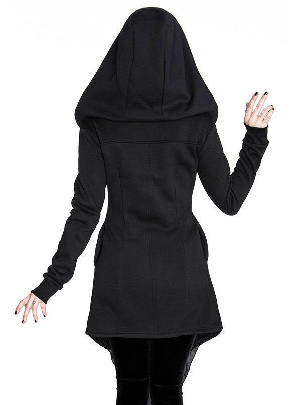 Women's Fortune Teller Hoodie with Veil by Restyle (Black) | Inked Shop