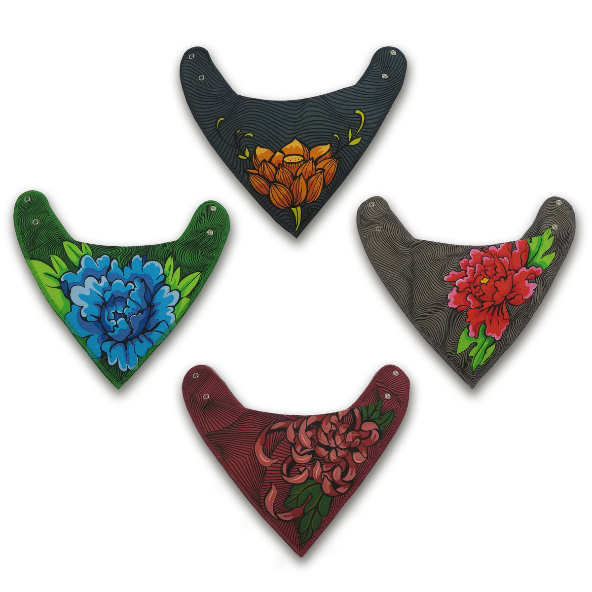 Flowers &amp; Lines Bandana Bibs Tattoo Collection 4 Pack