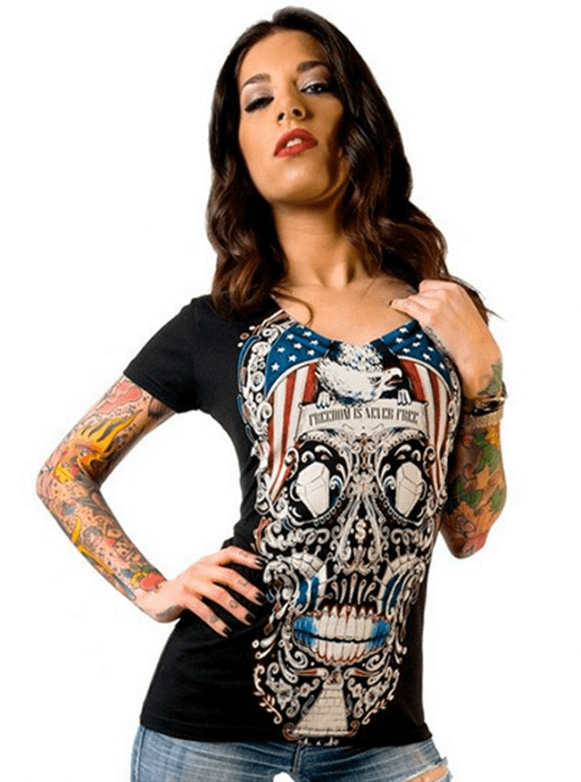 Women&#39;s &quot;Free For The Dead&quot; V-Neck Tee By Skygraphx - InkedShop - 1