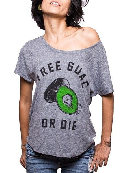 Women&#39;s &quot;Free Guac Or Die&quot; Dolman Tee by Pyknic (Heather Grey) - www.inkedshop.com