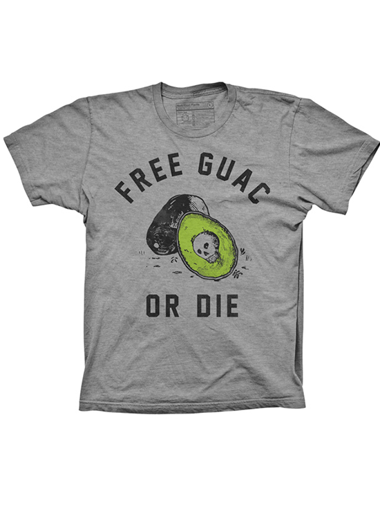 Men&#39;s &quot;Free Guac Or Die&quot; Tee by Pyknic (Heather Grey) - www.inkedshop.com