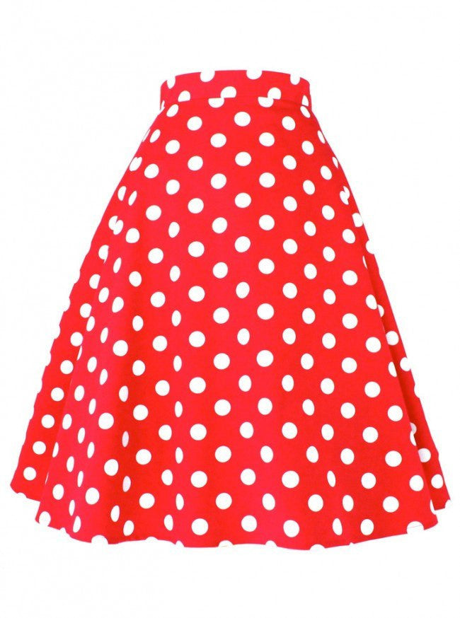 Women&#39;s &quot;Polka Dots&quot; Circle Skirt by Hemet (Red) - www.inkedshop.com