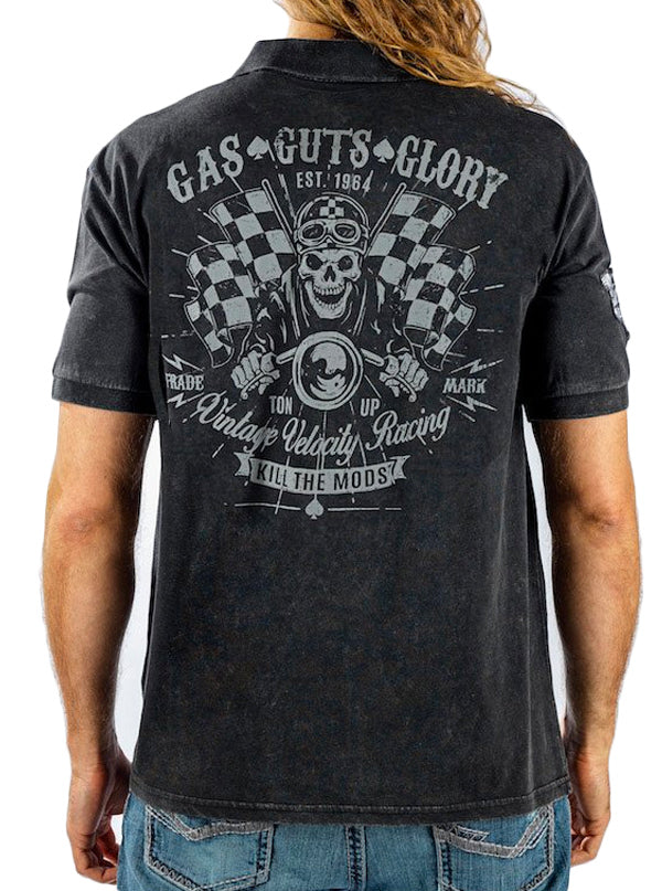 Men&#39;s Gas, Guts &amp; Glory Polo Shirt (Charcoal Wash)
